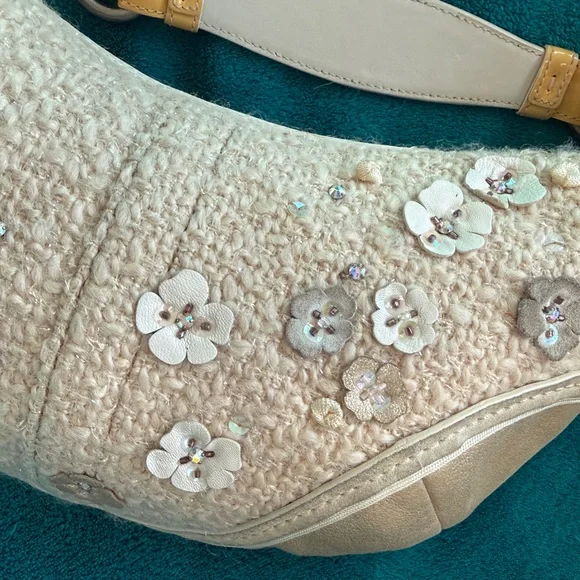 Coach Chelsea Tea Rose RARE Leather Tweed SoHo Bag - Picture 12 of 16